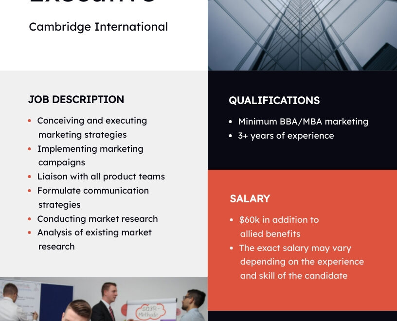 Marketing Executive Job Advertisement Template | Visme inside Marketing Eksekutif