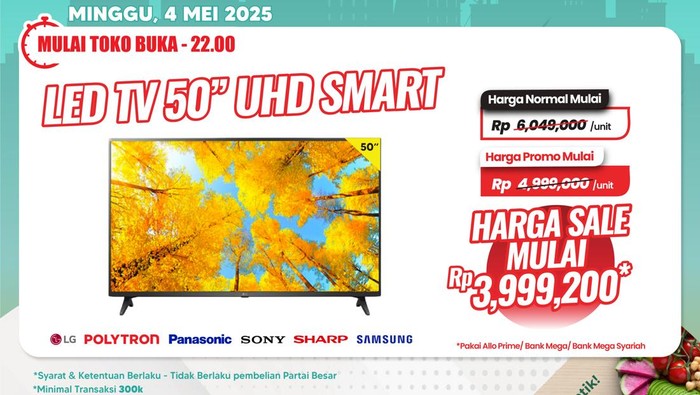 Rebutan! TV LED 65 Inch Diskon Gede di Transmart