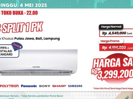 Rekomendasi AC 1 PK Murah? Diskon Rp1,2 Juta di Transmart!